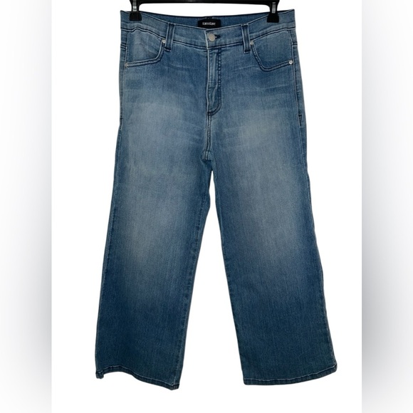 Karen Kane Cropped Jeans Women Size 12 Blue Wide Leg - Picture 1 of 4